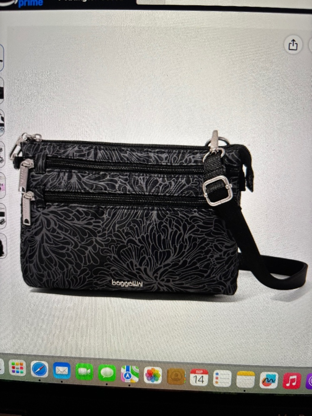 Baggallini Securtex Anti-Theft Stash Crossbody in Midnight Blossom - New!
